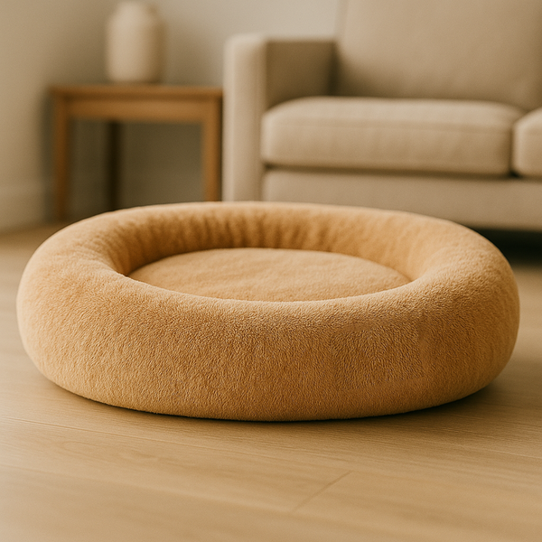 Tail Squad Round Bed for Dogs- Beige