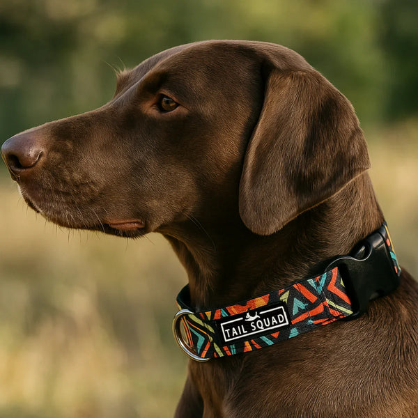 Tail Squad Printed Dog Collar- Abstract Black - TAIL SQUAD