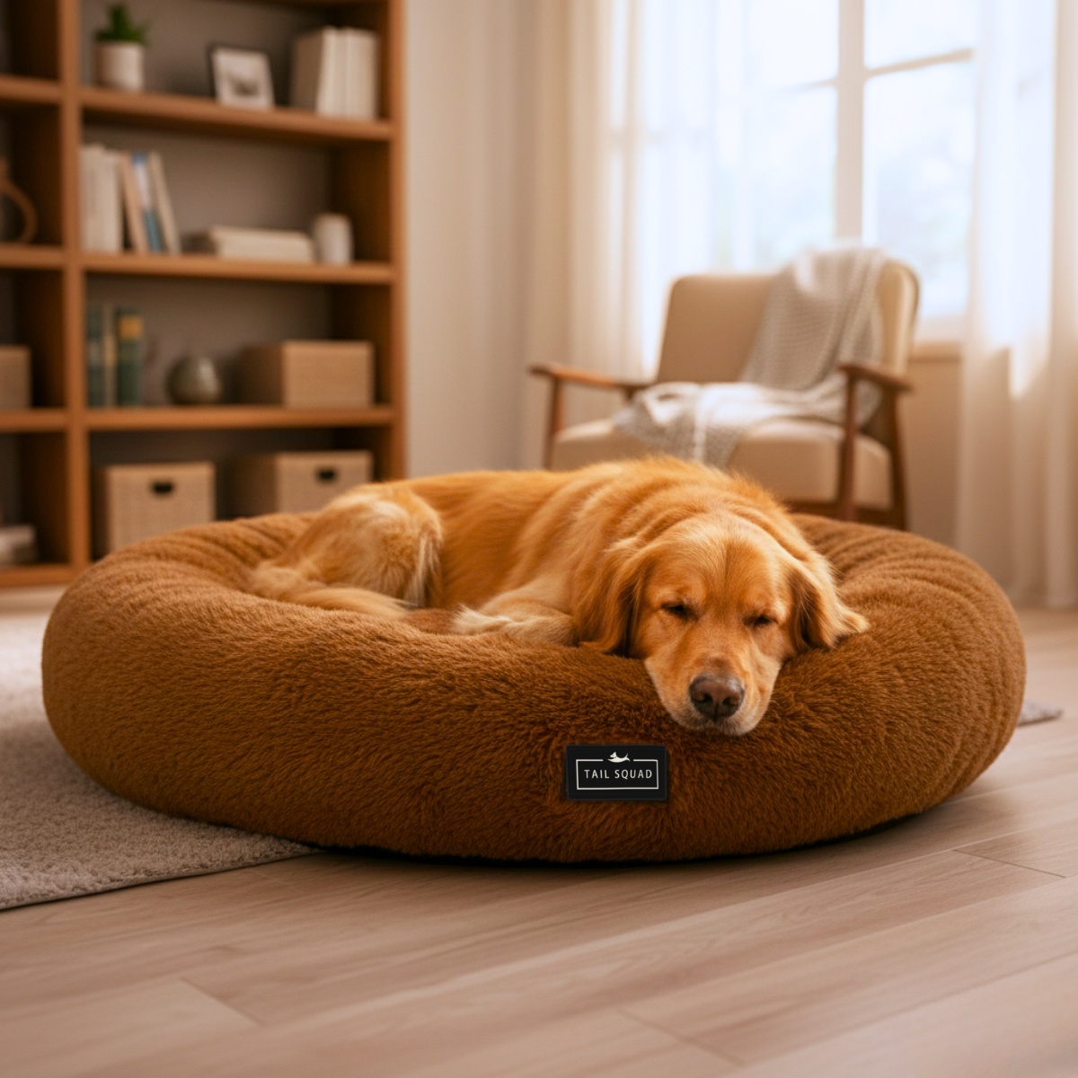 Tail Squad Round Bed for Dogs- Coffee