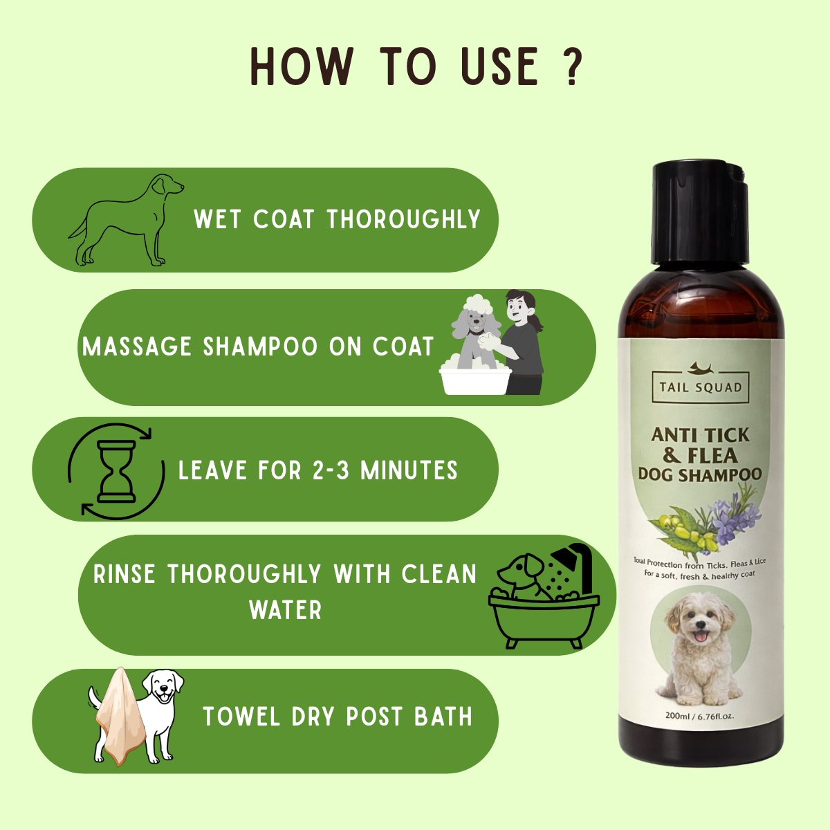 Anti Tick & Flea Dog Shampoo – Powerful Protection & Gentle Care- 200ml