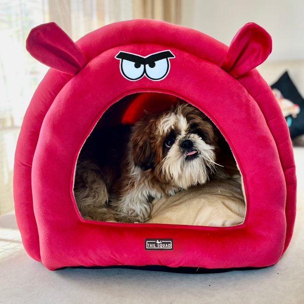 Tail Squad Caterpillar Hut for Dogs (Raspberry Red) - TAIL SQUAD