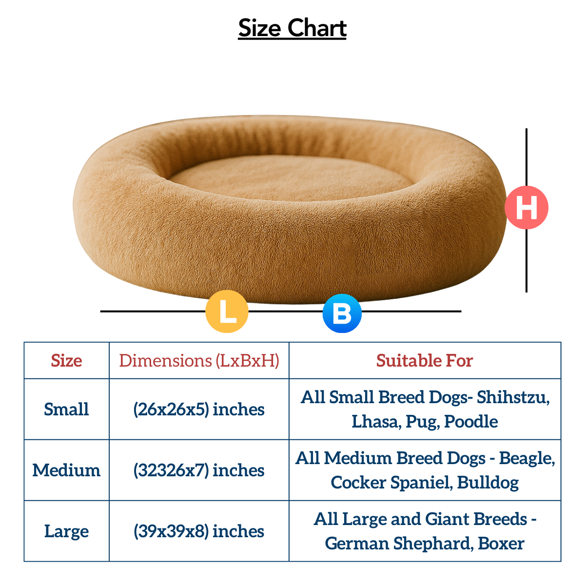 Tail Squad Round Bed for Dogs- Beige