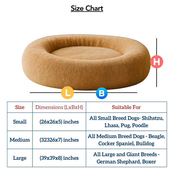 Tail Squad Round Bed for Dogs- Beige