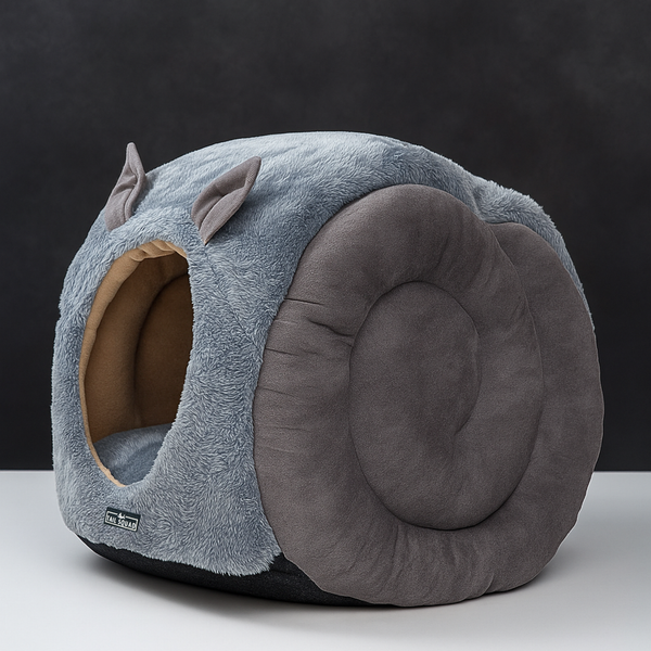 Tail Squad Snail Cave Pet Bed for Adult Cats (Grey) - TAIL SQUAD