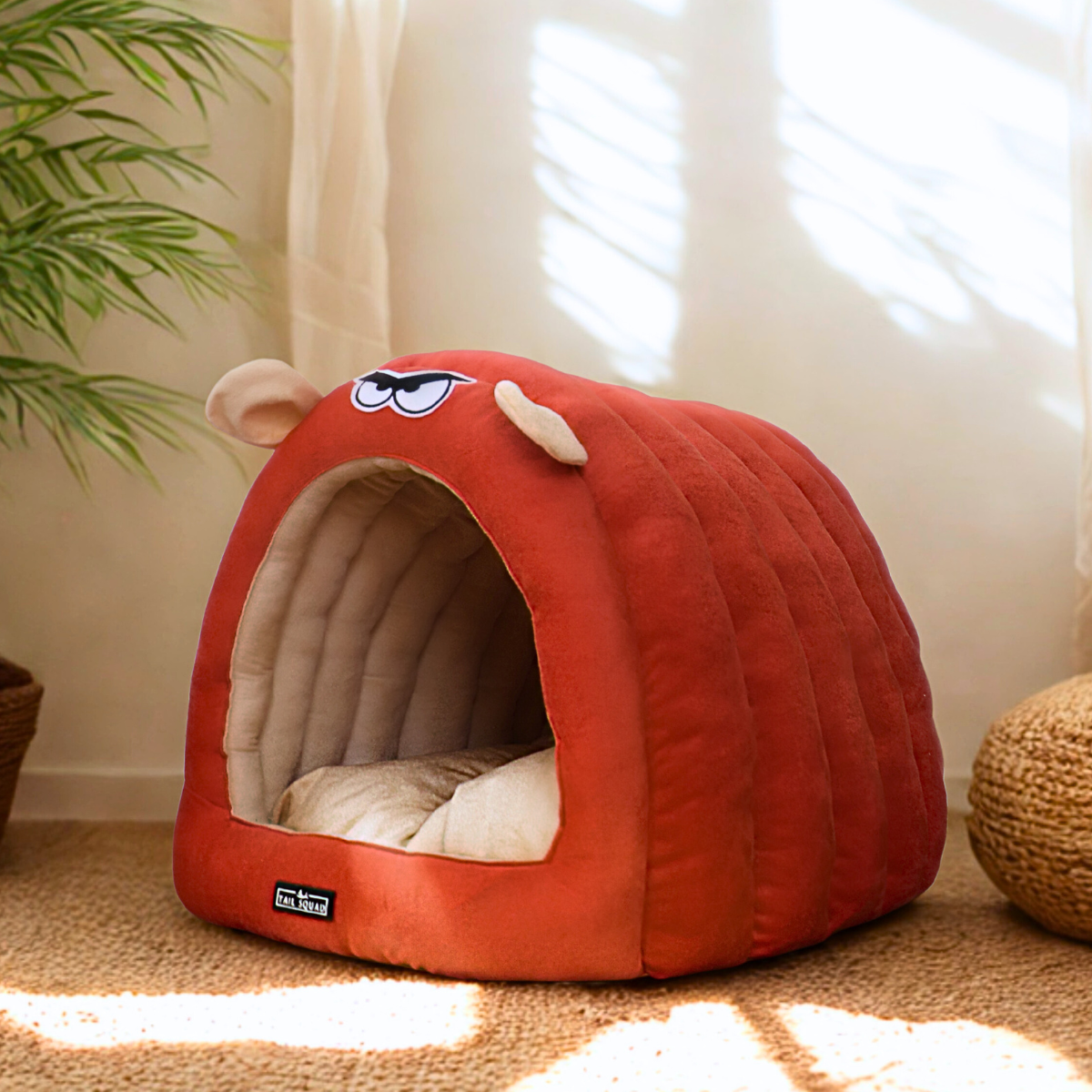 Tail Squad Caterpillar Hut for Dogs (Raspberry Red) - TAIL SQUAD