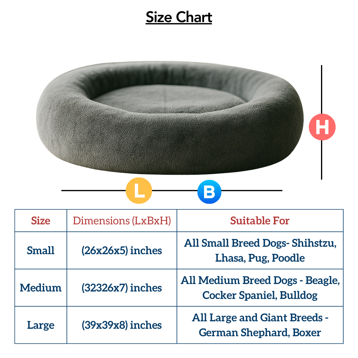 Tail Squad Round Bed for Dogs- Grey