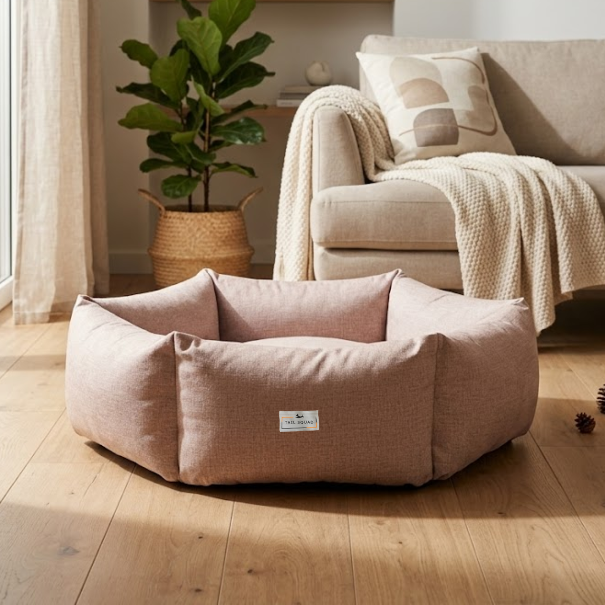 Tail Squad Washable Pawtagon Dog Bed - Beige