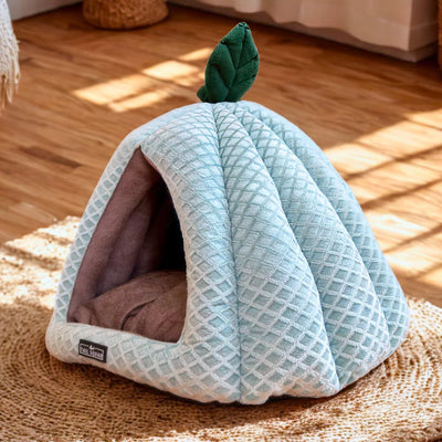 Tail Squad Premium Soft Pumpkin-Shaped Cat Hut (Ice Blue)