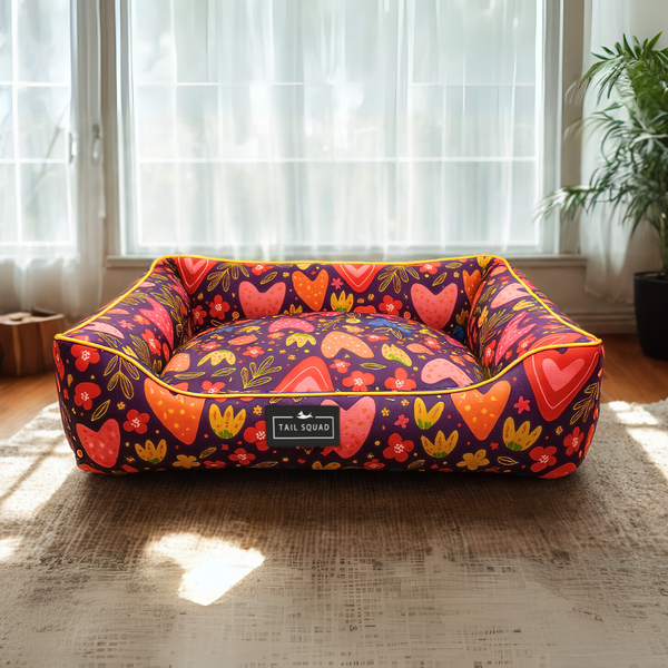Tail Squad Washable Printed Lounger Bed for Dogs (Lovescape) - TAIL SQUAD