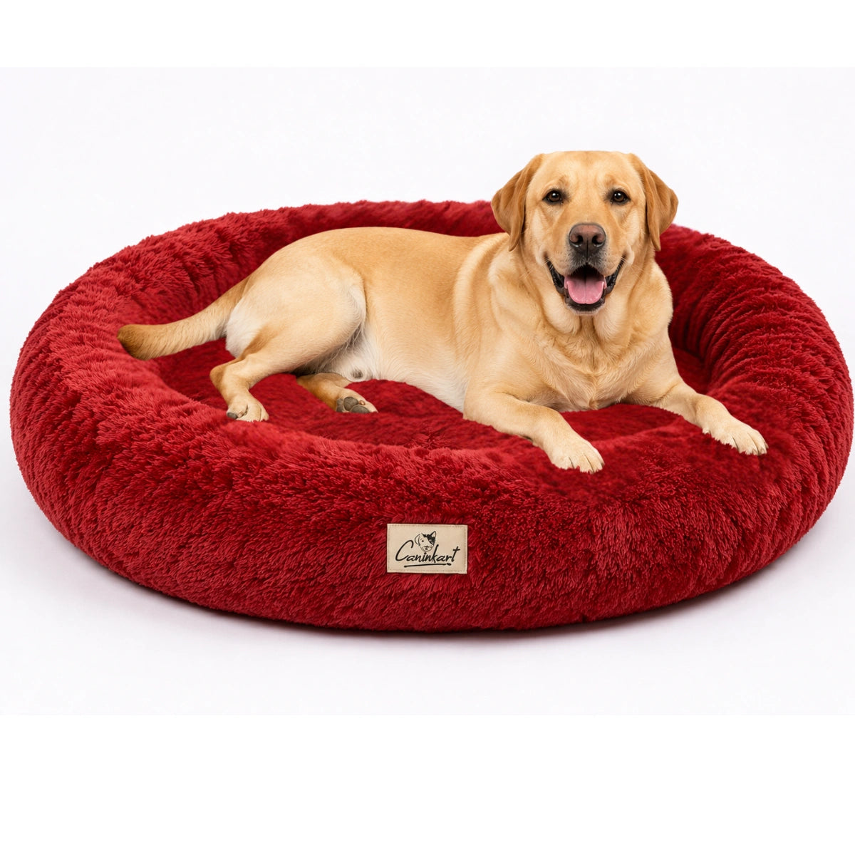 Tail Squad Soft Round Dog Bed – Maroon