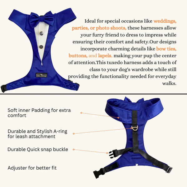 Tail Squad Designer Dog Tuxedo Harness (BLUE) - TAIL SQUAD
