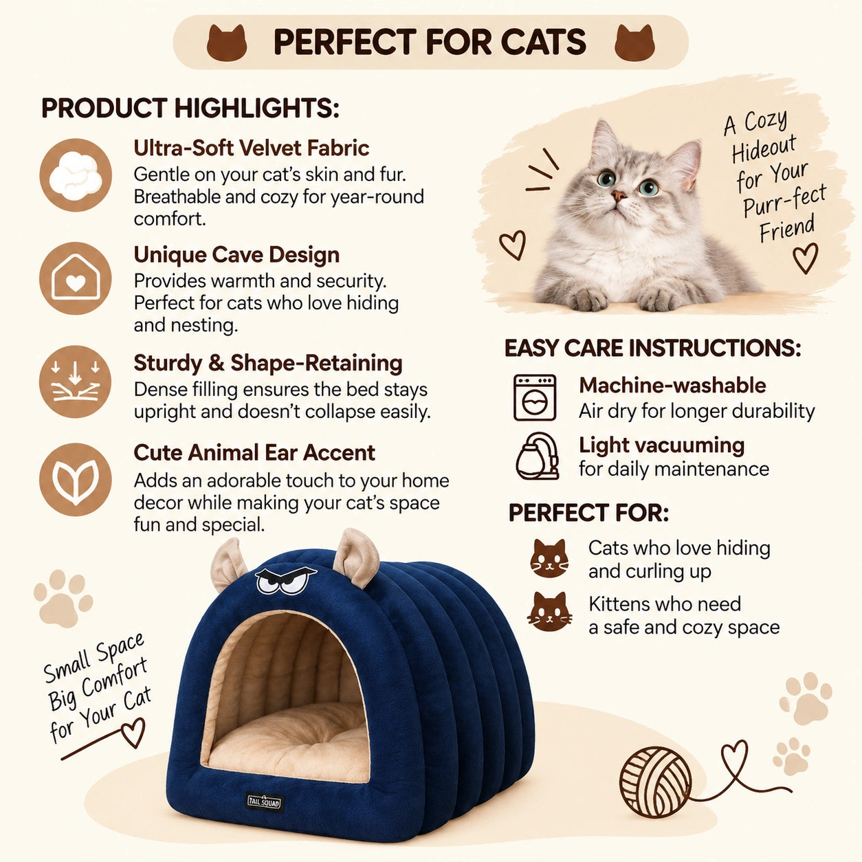 Tail Squad Caterpillar Cat House and Bed for Cats