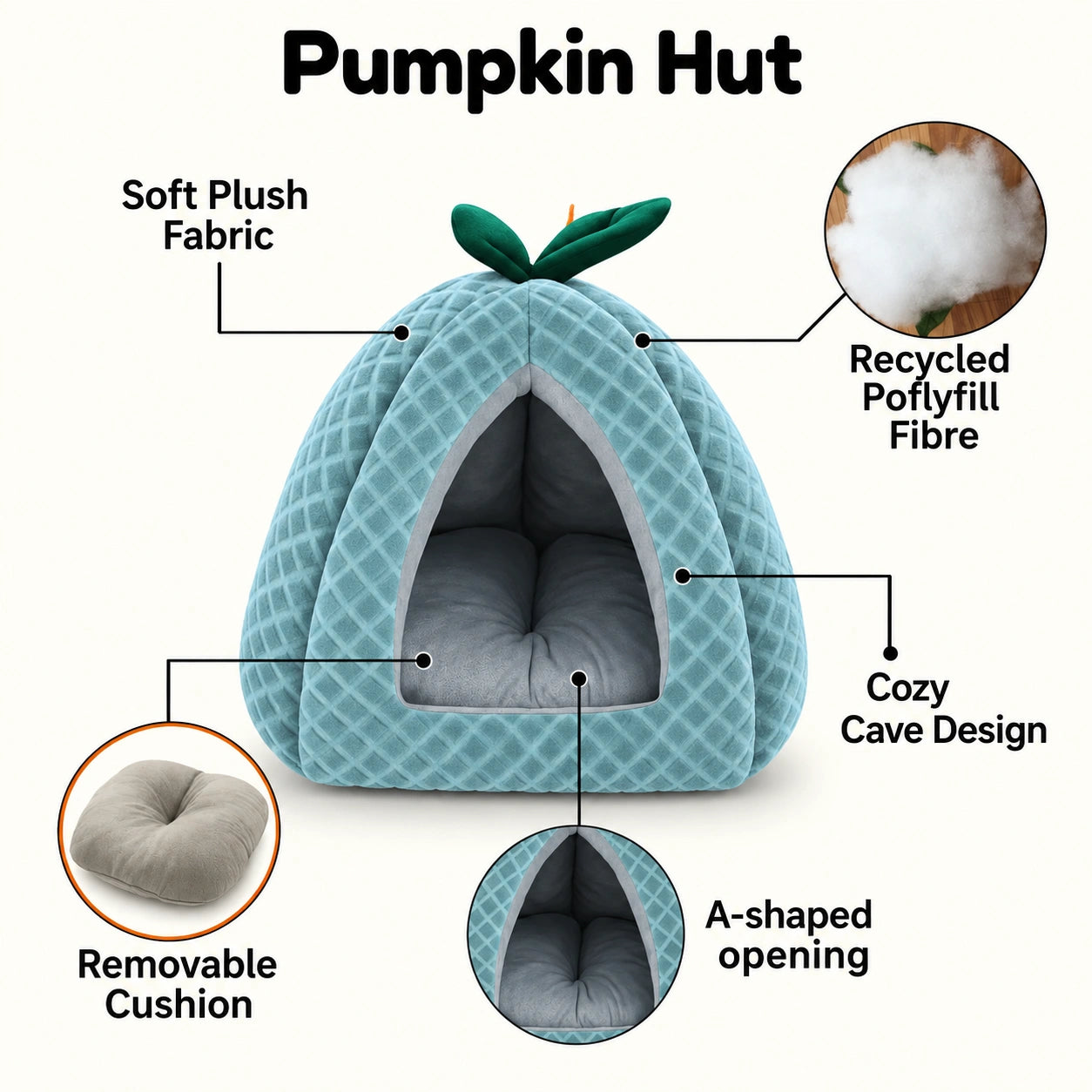 Tail Squad Pumpkin Cat House & Bed for Kittens & Adult Cats