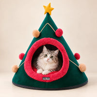 Tail Squad Washable Cozy Cat Cave Bed (X-mas) - Cat Home
