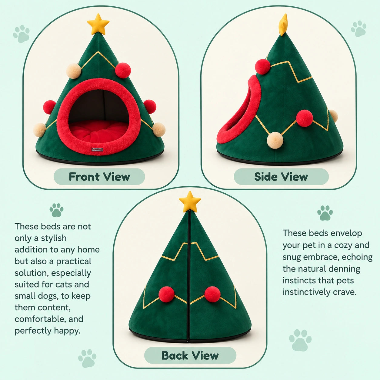 Tail Squad Washable Cozy X-mas Dog Bed