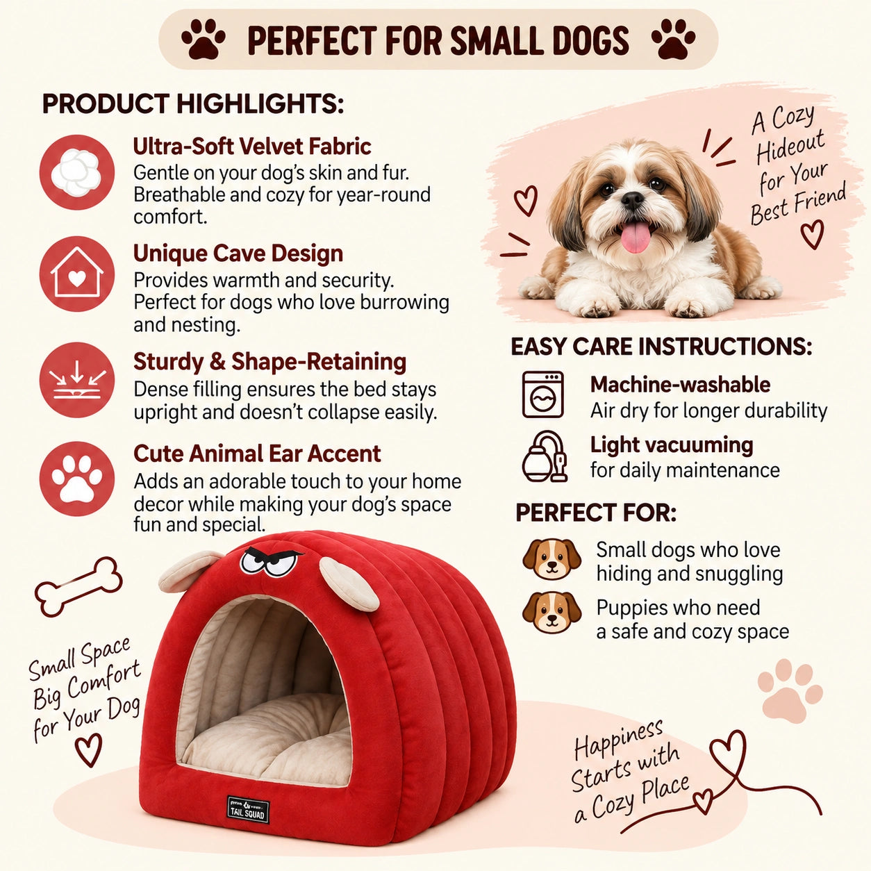 Tail Squad Caterpillar-Shaped Bed for Dogs