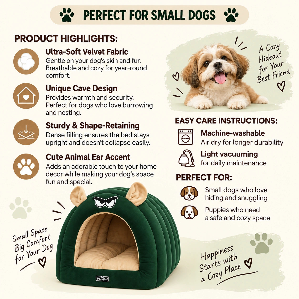 Tail Squad Caterpillar-Shaped Bed for Dogs