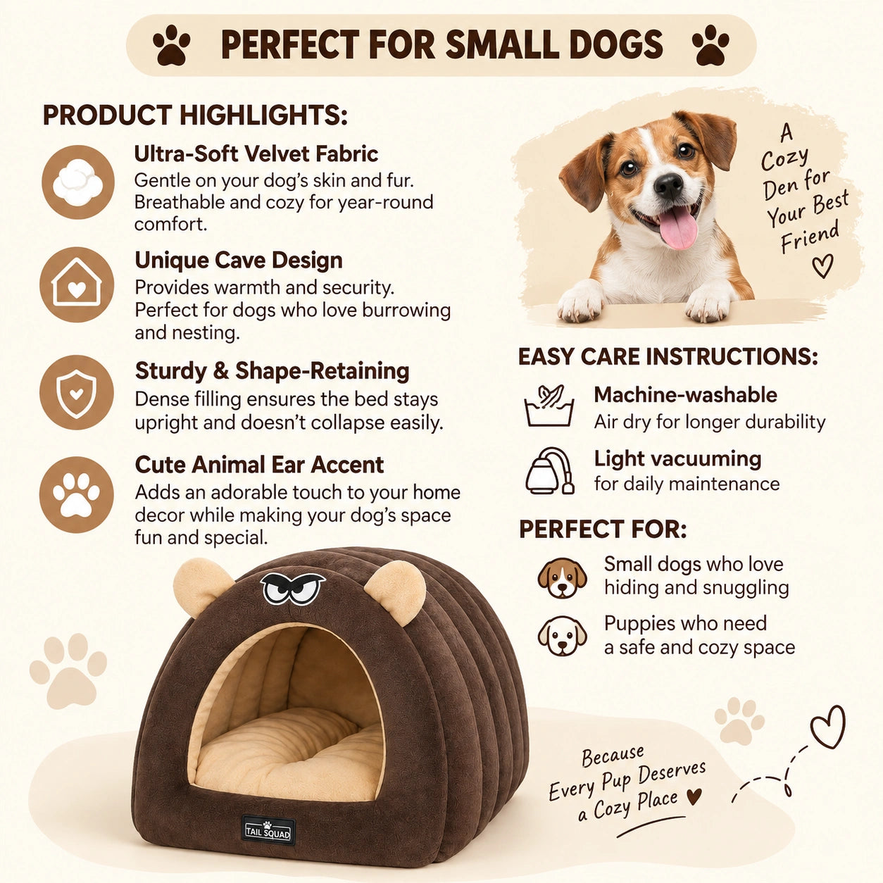 Tail Squad Caterpillar-Shaped Bed for Dogs