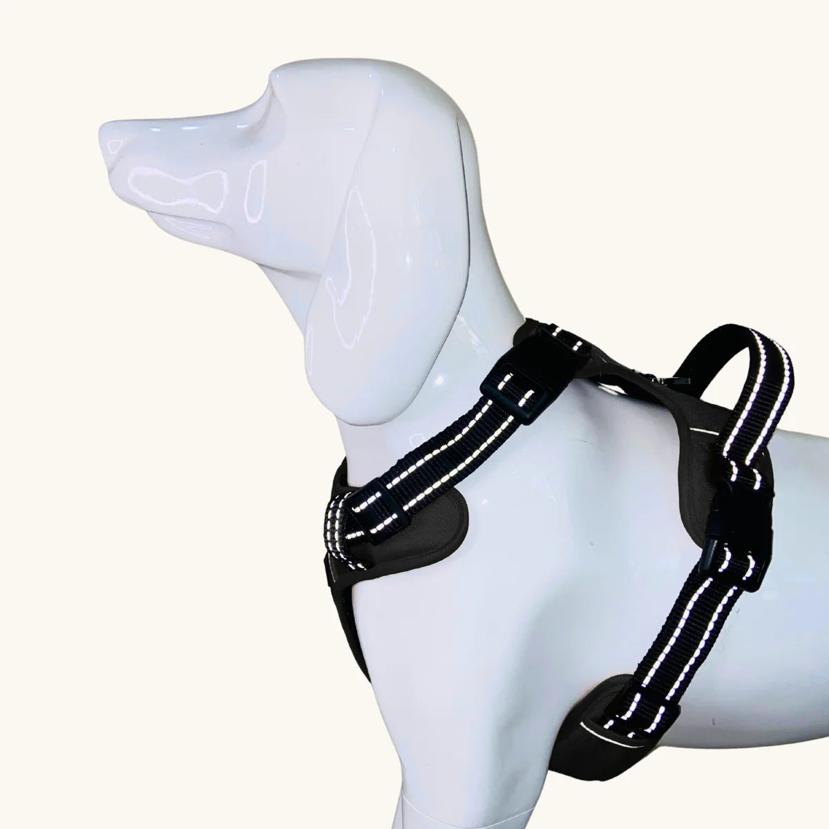 Right-side view of the Tail Squad Adjustable Dog Full Body Harness in Black color with adjustable straps and full body support Body Harness