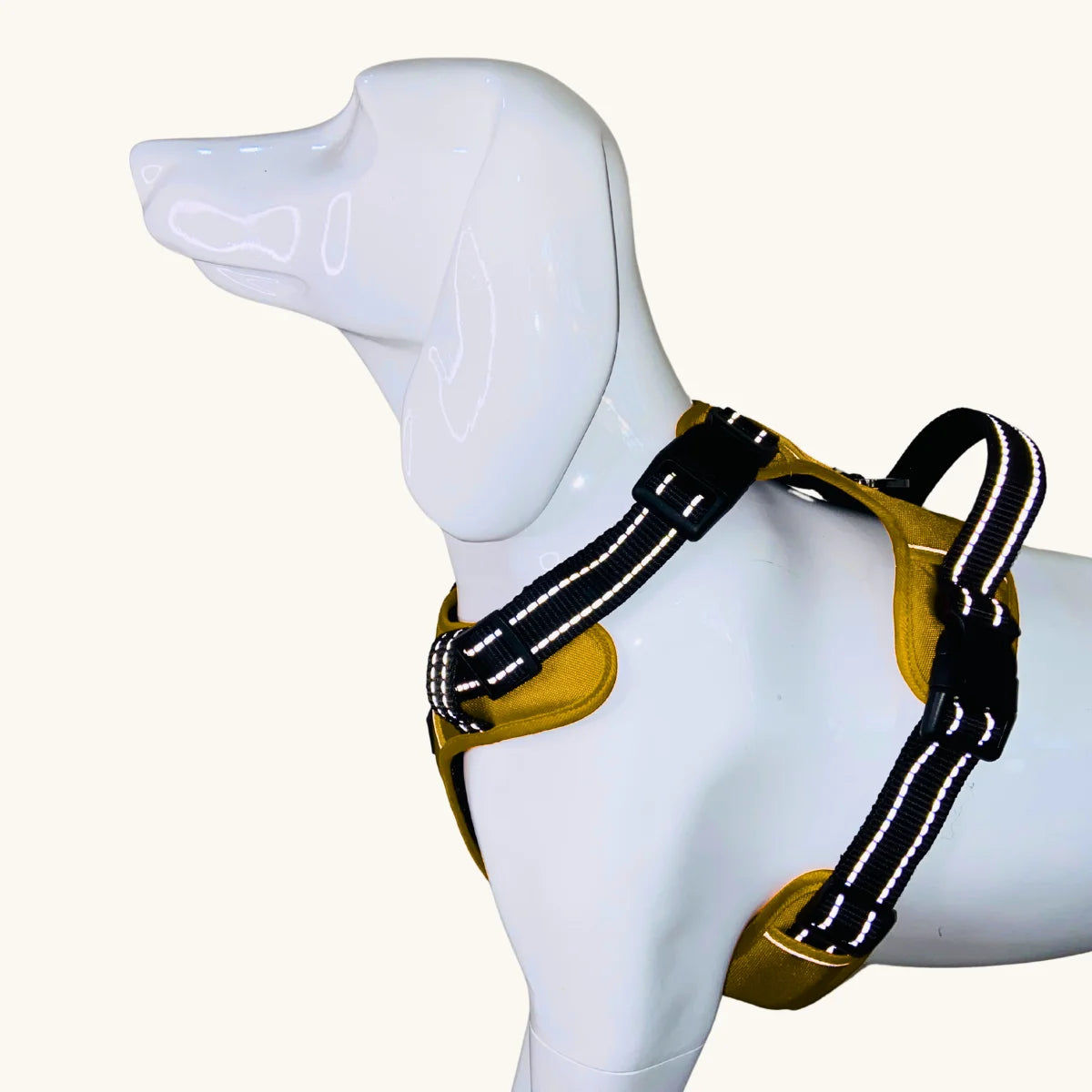 Right-side view of the Tail Squad Adjustable Dog Full Body Harness in Mustard color with adjustable straps and full body support design.