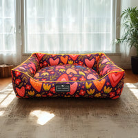 Tail Squad Washable Printed Lounger Dog Bed (Lovescape)