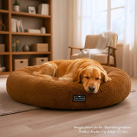 Tail Squad Soft Round Dog Bed – Coffee