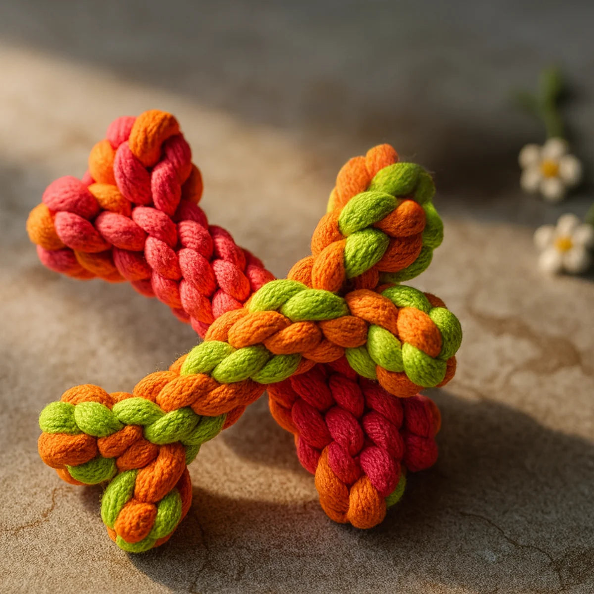 Tail Squad Bone and Ball Rope Toy Combo orange and green color variant durable multi rope chew toy set for active dogs