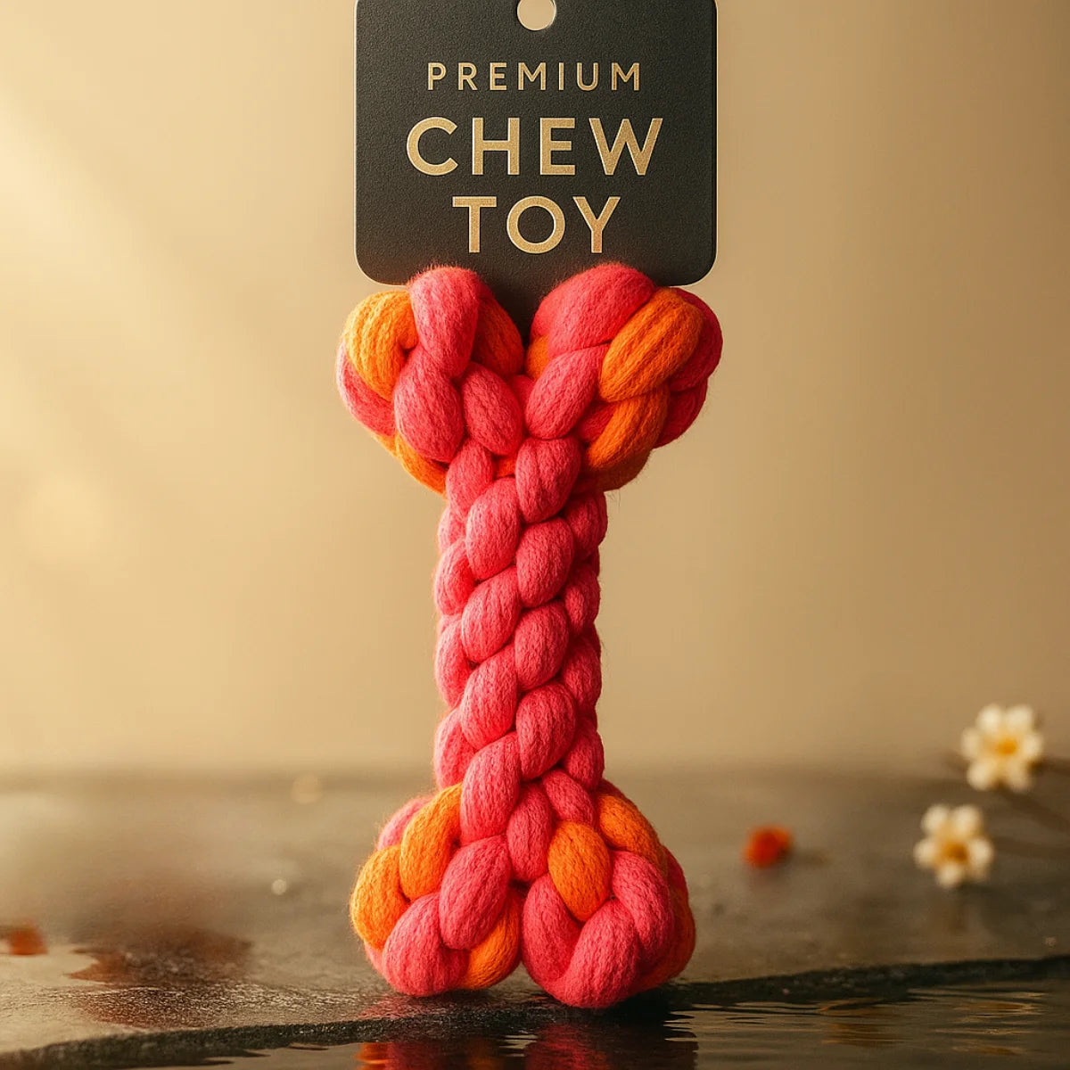 Tail Squad Bone Rope Toy for Dogs 1 pcs front view durable braided chew toy for interactive puppy play and training