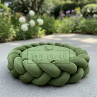 Tail Squad Washable Round Dog Bed – Green
