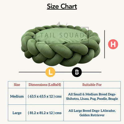 Tail Squad Braided Round Bed for Dogs- Green