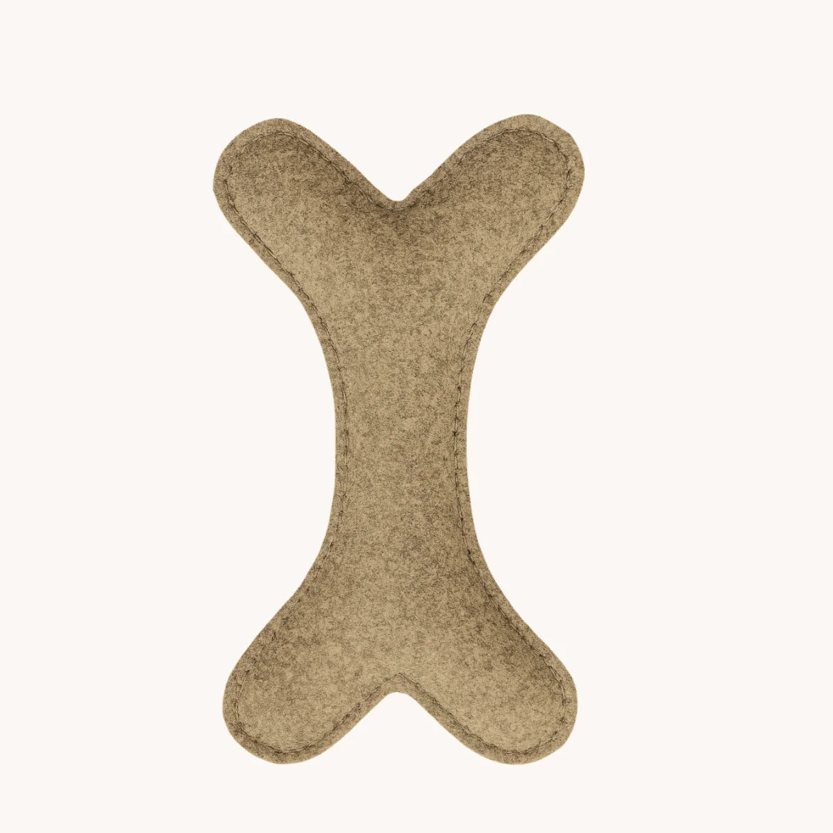 Tail Squad Eco-Friendly Felt Bone Toy for Dogs Beige front and top view showing soft felt material and bone shape design