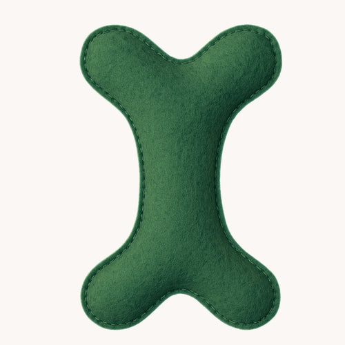 Tail Squad Eco-Friendly Felt Dog Bone Toy  Green front view soft durable chew toy for playful dogs and puppies