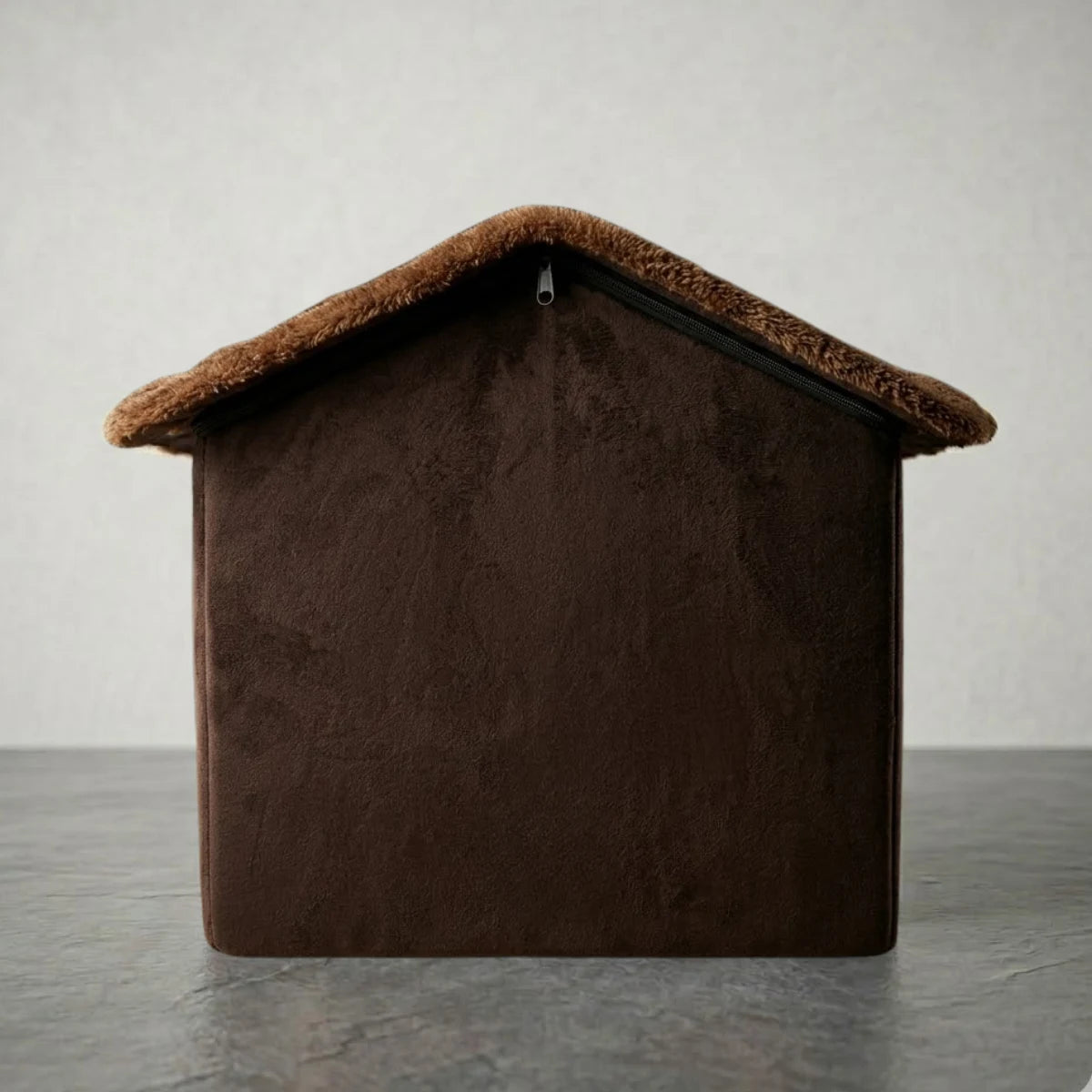 Stylish brown wooden cat house, compact indoor cat shelter with cozy and secure resting space
