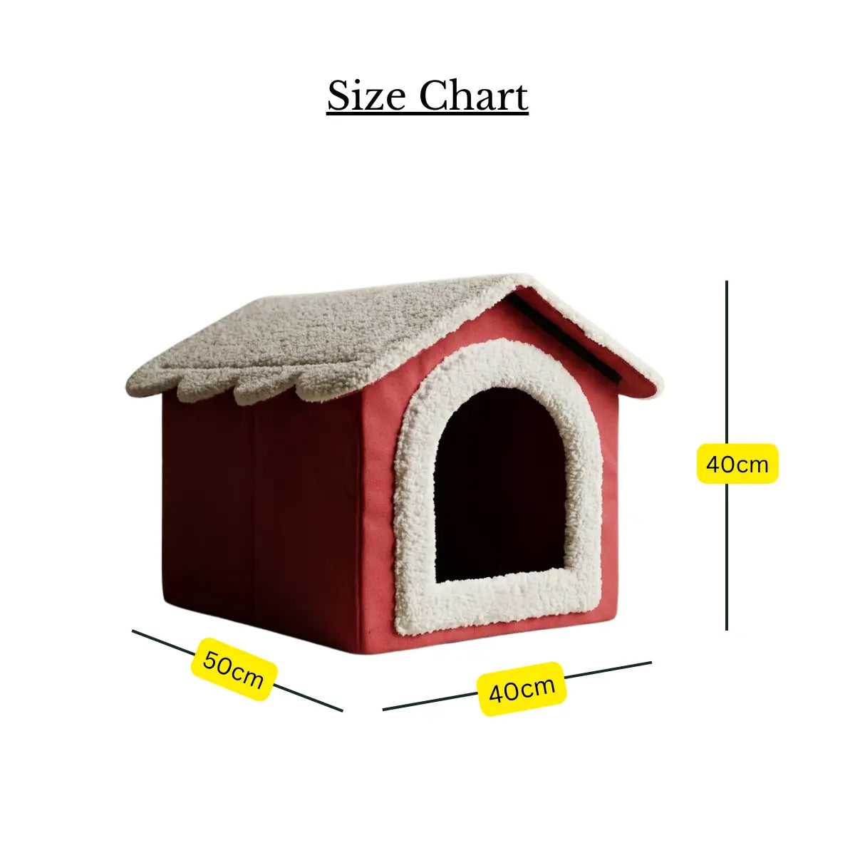 Side view of red cat house bed with soft cushion and enclosed cave design