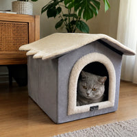Tail Squad Foldable Hut-Shaped Cat House – Beds For Cats & Kittens