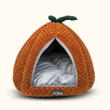 Tail Squad Pumpkin-Shaped Cat Hut Rust right side view featuring durable soft structure and cozy enclosed pet sleeping space