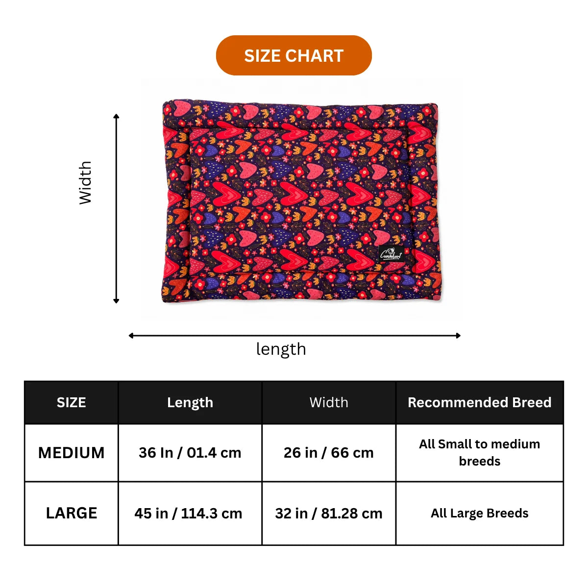 size chart pet mat