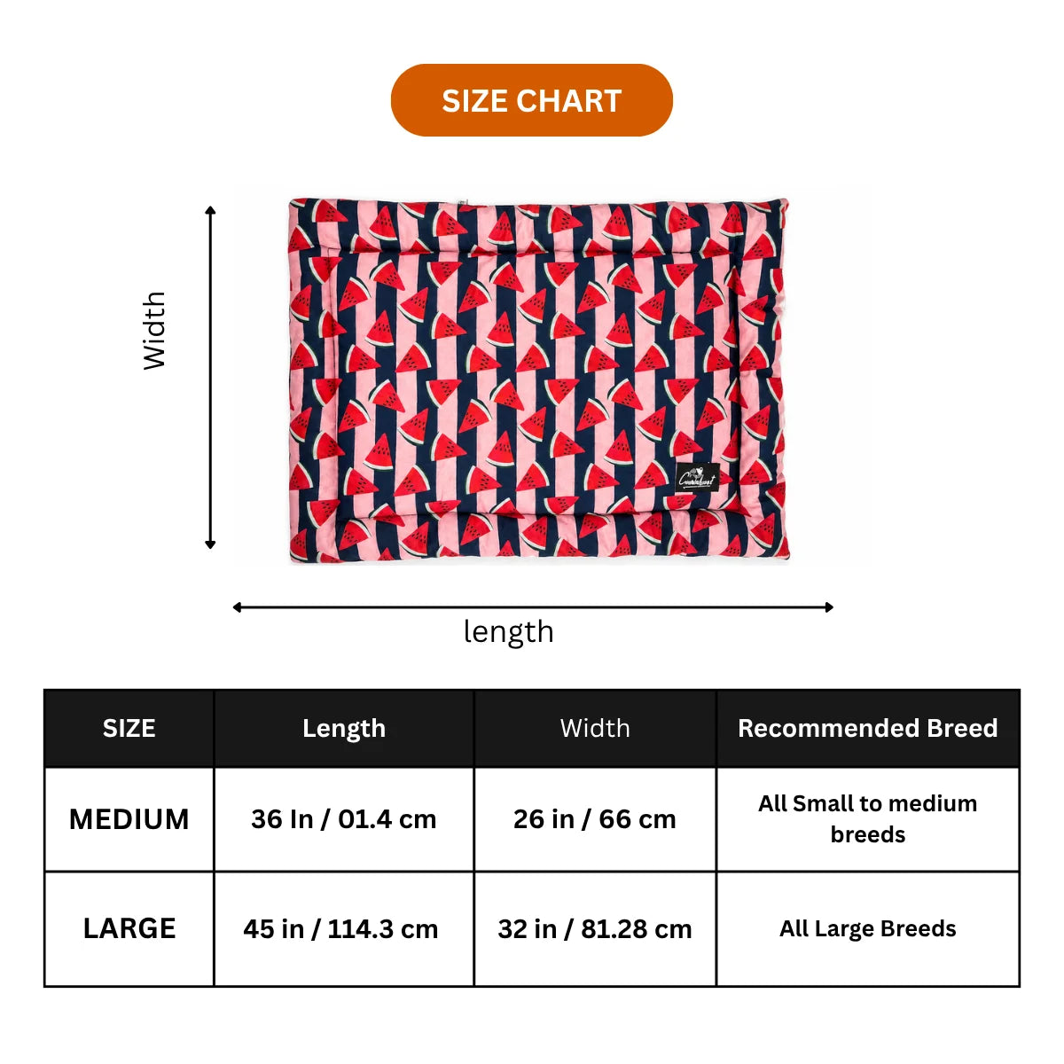 size chart dog mats
