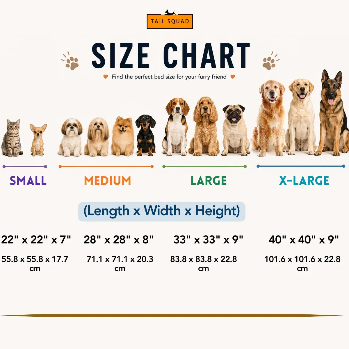 size chart washable pawtagon dog beds