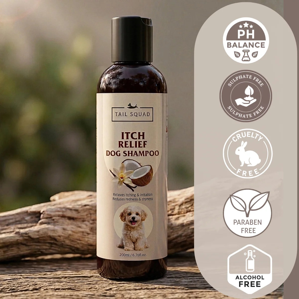 Key formulation benefits of sulfate-free dog shampoo for sensitive and itchy skin.