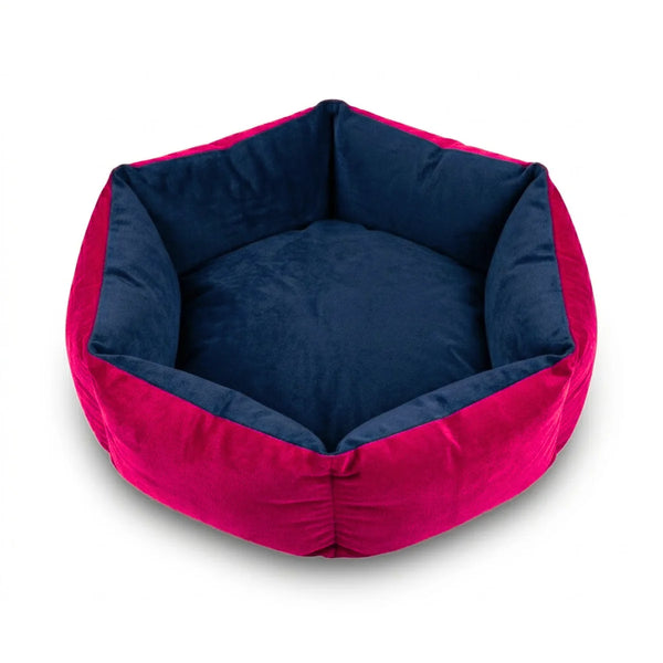 Tail Squad Reversible Summer Bed Small showing reversible blue inner and red outer side soft washable pet sleeping bed