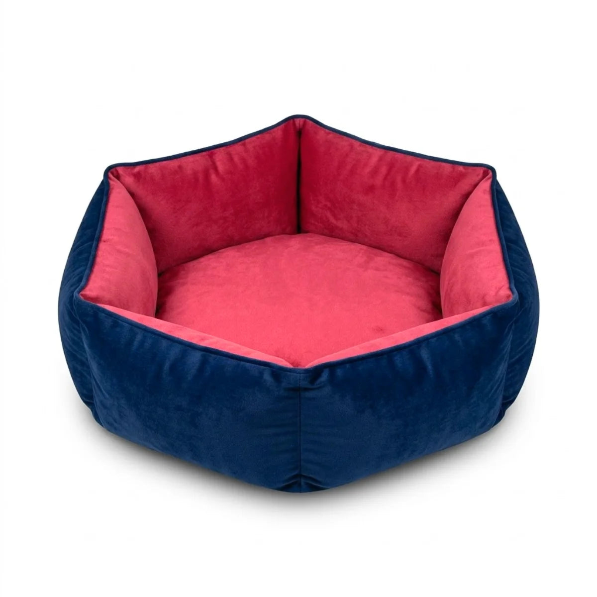 Tail Squad Reversible Summer Bed Small top view with red inner lining and blue outer fabric reversible summer pet bed design