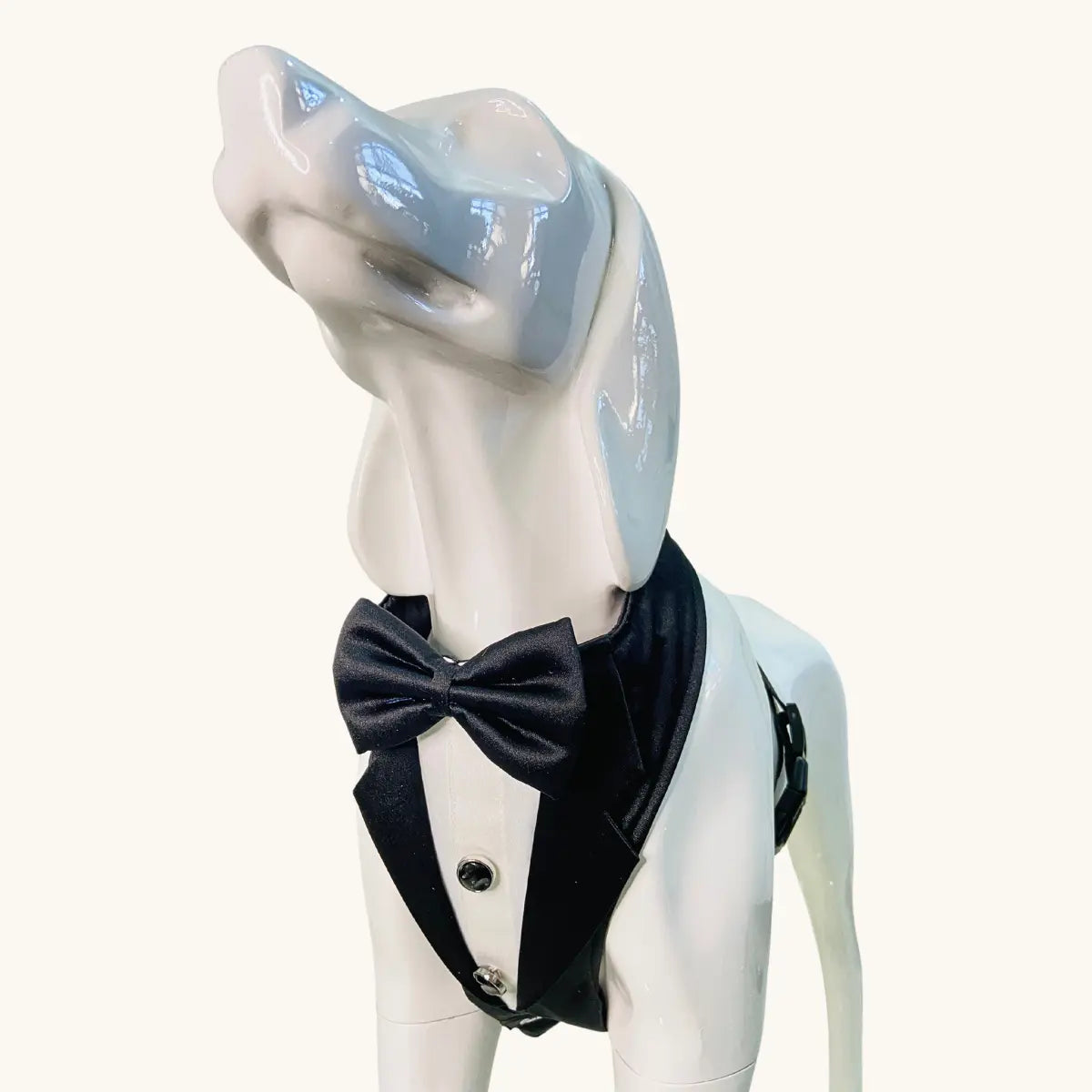 Tail Squad Designer Dog Tuxedo Harness Black with elegant tuxedo pattern and comfortable walking harness design
